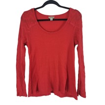 Lucky Brand Top XL Womens Pullover Red Long Sleeve Crew Neck Waffle Knit - £14.70 GBP
