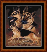 GERMAN SHEPHERDS - pdf x stitch chart Original Artwork © Steven Michael Gardner - £9.43 GBP