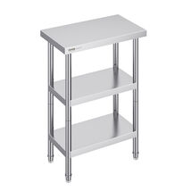VEVOR Stainless Steel Work Table 14x24x34 in, 3 Storeys, 2 Adjustable Un... - $71.99