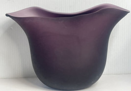 Studio Crafted Blown Glass 6.75” Tall Satin Purple Frosted Pinch Vase - £15.78 GBP