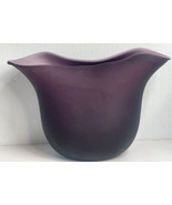 Studio Crafted Blown Glass 6.75” Tall Satin Purple Frosted Pinch Vase - £15.54 GBP