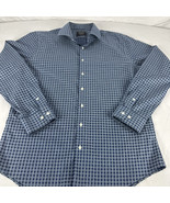 Nordstrom Trim Fit Button Up Mens Shirt  Size 16 Blue Gingham Check - $13.98