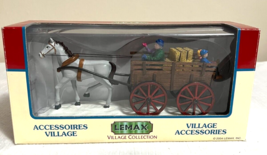 Vtg 2004 Lemax Winter Hay Wagon Christmas Village Accessory - £14.23 GBP