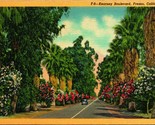 Kearney Boulevard Street Vista Fresno California Ca Unp Lino Cartolina D12 - $5.08