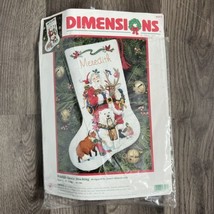Rare Dimensions Crewel Stitchery Christmas Stocking Kit Wildlife Santa 8091 16&quot; - £349.98 GBP