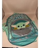 Star Wars Grogu Baby Yoda 11” Adj. Backpack 2 Zipper Pouches Lt Green￼ - $292.01 MXN