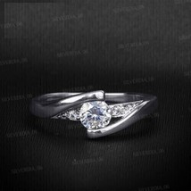 Engagement Women&#39;s Ring 1ct Round Cut Real Moissanite Solid 14K White Gold - £437.35 GBP