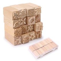 Set Of 16 Clay Modeling Pattern Stamp Kit, Wooden Clay Pottery Stamps Po... - £27.90 GBP