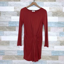 Everly Twist Front Jersey Knit Dress Red Long Sleeve Stretch Womens Medium - $19.79