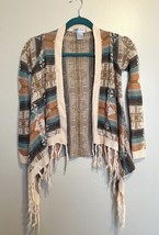 Say What Girls Cardigan Sweater Sz  S (7-8) Coral Teal Southwestern Azte... - $11.88