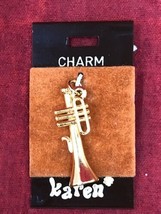 New Gold Tone TRUMPET Horn Karen PENDANT CHARM Band Music Jewelry for Ne... - $14.80