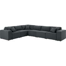 Janelle Modular Reversible Sectional Sofa in Dark Gray Linen Fabric - £1,544.39 GBP