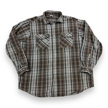 Vtg Carhartt Brown Black Gray Plaid Heavyweight Flannel Work Shirt Mens Sz 2XL - £22.26 GBP