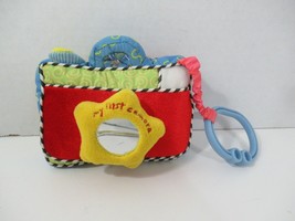 Carters plush My first camera red blue hanging link baby soft toy photo holder - $19.79