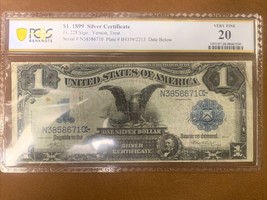 1899 Large 1$ Silver Certificate &quot;Black Eagle&quot; Fr. 228- PCGS- VF 20-Friedberg - £242.86 GBP