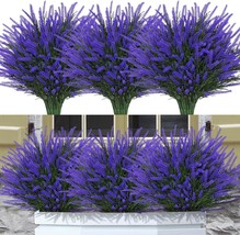 12 Bundles Fake Outdoor Flowers Uv Resistant Plants Artificial Lavender,... - $31.95