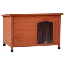 @Pet Dog House with Plastic Flaps Bungalow Natural 85x57x59 cm - £110.07 GBP