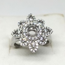 1.42 CT Imitation Diamant Plaqué or Blanc Fleur Semi Montée Bague de Fiançailles - £73.99 GBP
