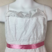 Justice Girl&#39;s White Dress Ruffled Petticoat Pink Ribbon Sash Eyelet Lac... - £18.00 GBP