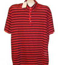 120% Lino Men&#39;s Red Black Stripes Linen Casual Shirt Size XL - £96.56 GBP