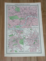 1908 Antique Map City Map Of London England / Edinburgh Scotland Dublin Ireland - $24.11