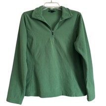 Lands End Thermacheck Womens Top Sweatshirt M Green Fleece Quarter Zip P... - $19.47