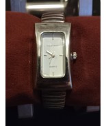 Women&#39;s Silver Tone Gold Face Fossil Tank Watch with Expansion Bandd - $33.64 CAD