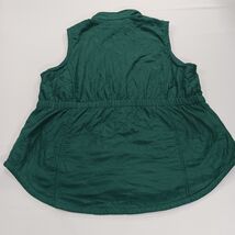 Blue Mountain RN#129746 Women's Green Quilted Full Zip Pockets Fleece Vest Sz L image 2