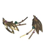 JAY KEL VINTAGE STERLING SILVER CLEAR GREEN PINK VERMEIL CRYSTAL EARRINGS - $458.45 MXN