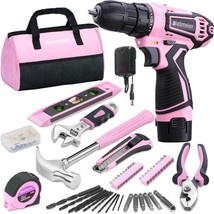 12V 82Pcs Cordless Pink Drill Set - Essential Women&#39;S Pink, Home Improvement - £53.36 GBP