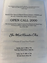 Open Call 2000 Boston’s Opera And Musical Theatre Program - $10.00