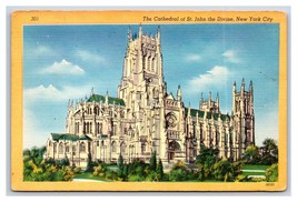 Cathedral of St John the Divine  New York City NY NYC Linen Postcard P27 - £1.54 GBP