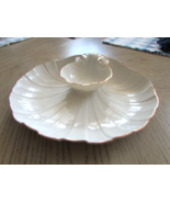 Lenox Chip &#39;n Dip Ivory Tray 12&quot; Made in USA Shell Pattern Gold Rim - $39.30 CAD