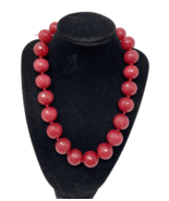 Artisan Made Faceted Glass Beaded Necklace Red 20" - $21.84