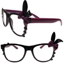 Bunny Ears Fun Party Colorful Cute Heart Accent Black Purple Clear Lens ... - $13.53