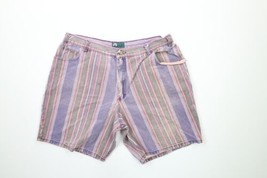 Vtg 90s Streetwear Mens 36 Distressed Rainbow Striped Denim Jean Shorts Jorts - £39.52 GBP