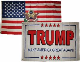 3x5 3&#39;x5&#39; Wholesale Combo USA President &amp; Donald Trump White Flags Flag (FI) - £13.19 GBP