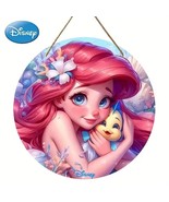 Disney ARIEL Little Mermaid 8&quot; Round Wooden Sign Wreath Front Door Wall ... - $370.91 MXN