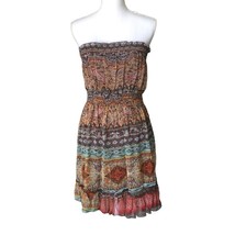 Dots Women&#39;s Juniors Semi Sheer Strapless Dress Size L Multicolor Cinched Waist - £17.49 GBP
