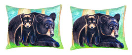 Pair of Betsy Drake Bear &amp; Cub No Cord Pillows 16 Inch X 20 Inch - £63.31 GBP