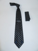 Men's Woven Tie Hankie Set J.Valintin Private Collection R81 Black Gray image 3