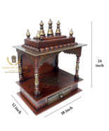 Wooden Temple Mandir Handcrafted Copper Gold combo Pooja Ghar Mandap Wal... - £269.39 GBP