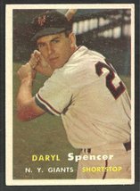 New York Giants Daryl Spencer 1957 Topps Baseball Card # 49 ex                - £4.39 GBP