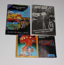 Lot of 3 Megadrive Manuals - PAL Region - Road Rash II - Sonic 2 - Mega Drive  - £11.02 GBP