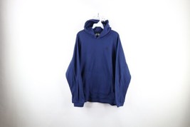 Vintage 90s The North Face Mens Large Distressed Spell Out Fleece Hoodie Blue - £51.38 GBP