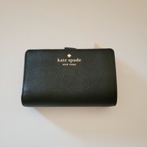 Kate Spade Elsie Pebbled Leather Medium Compact Bifold Wallet Black KE596 - £52.85 GBP