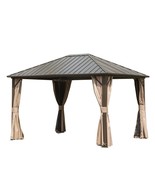 Galvanized Steel Gazebo 10&#39;x12&#39; w/ Netting &amp; Curtains - $16,364.23 MXN
