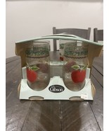 Gibson Glass Tumblers Apple 16oz. NOS Drinking  Green Sponge Black Check - $59.39