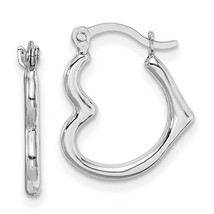 10K White Gold Hollow Heart Shaped Hoop Earrings Jewelry - £32.79 GBP