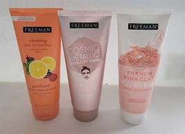 3 Freeman Combo Cosmic Metallic Sweet Tea &amp; Lemon French Pink Peel-Off Clay Mask - £15.81 GBP